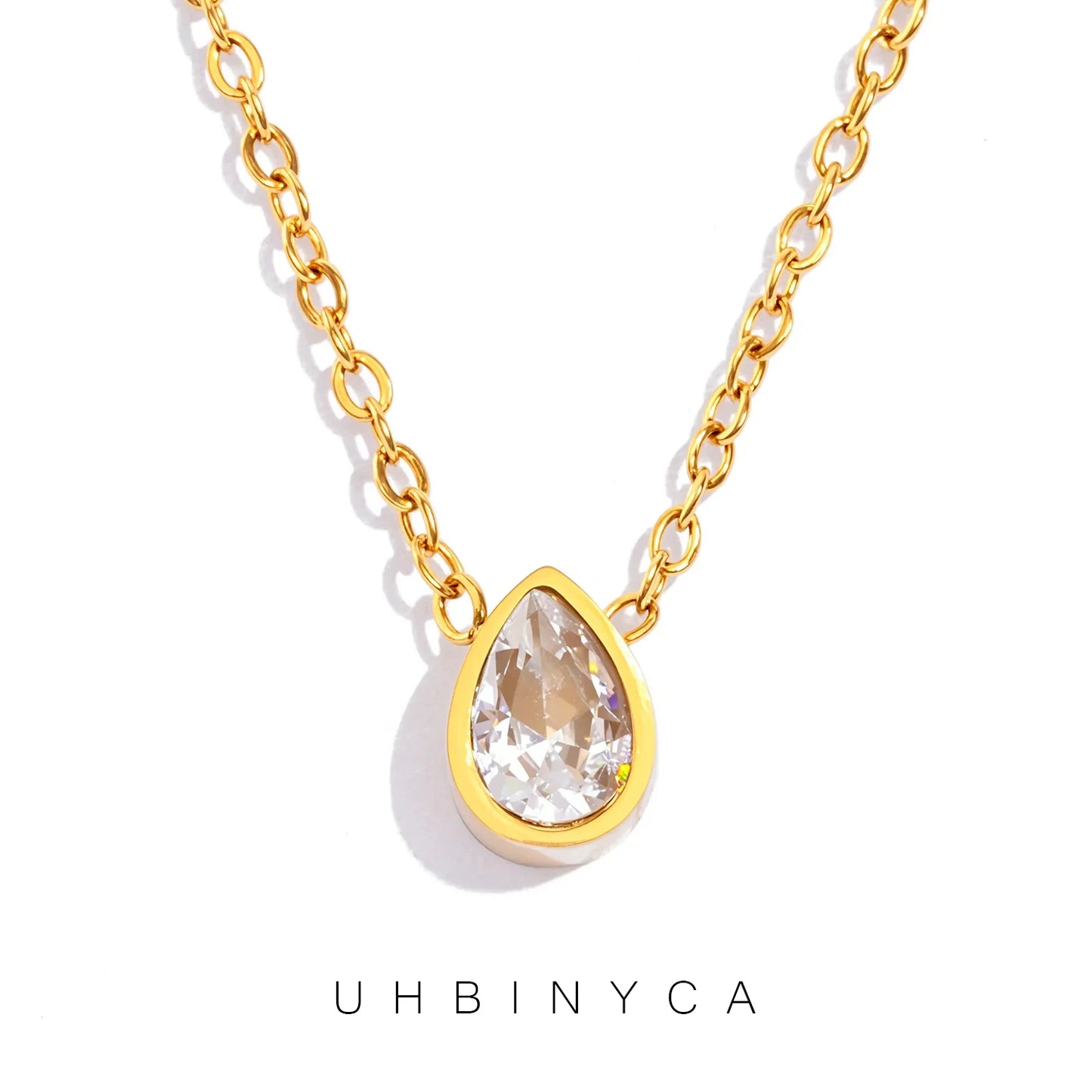 Colar Feminino Pingente Gota Brilhante