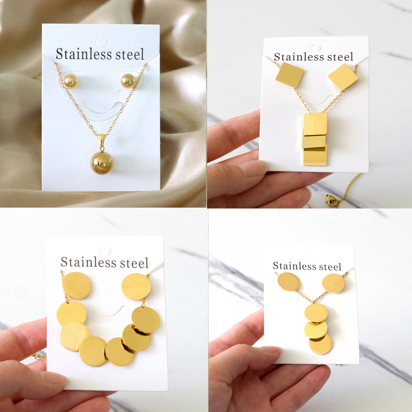 Conjunto de Joias - Colar com Pendente e Brincos