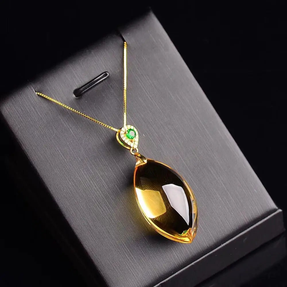 Colar Com Pingente Gota Citrino Natural