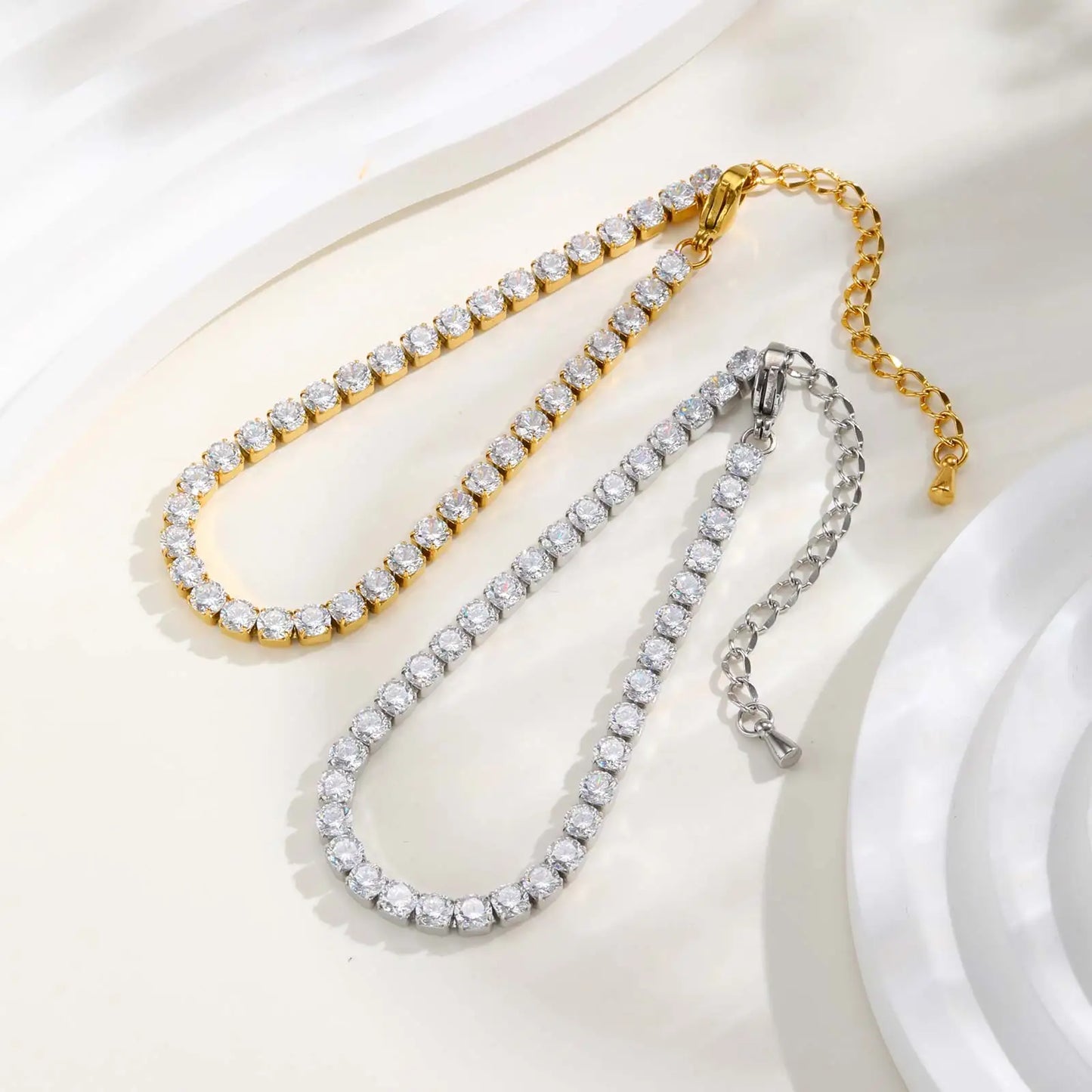 Pulseira Feminina Aço Inoxidável Com Zircônia