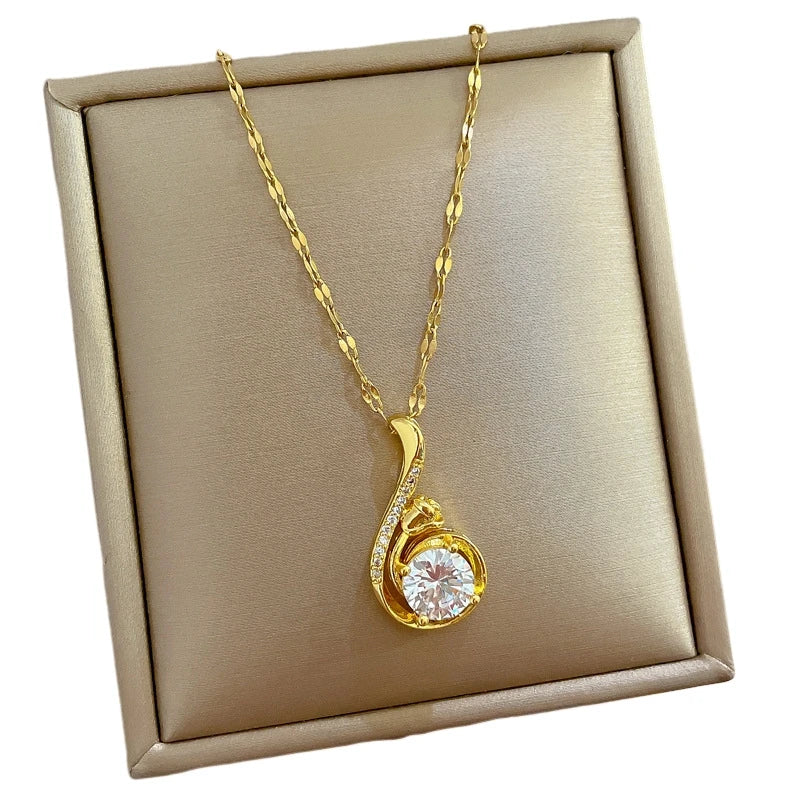 Colar Feminino de Luxo Design Brilhante Aço Titânio