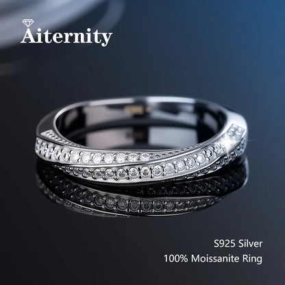 Anel de Prata Banda de Diamante