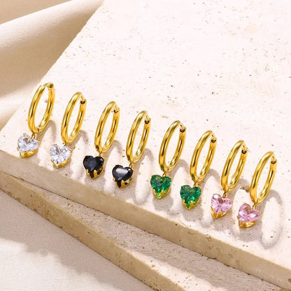 Brincos de Coração Em Zircônia Cúbica