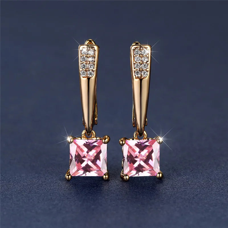 Brincos Quadrados Zircônia Cúbica