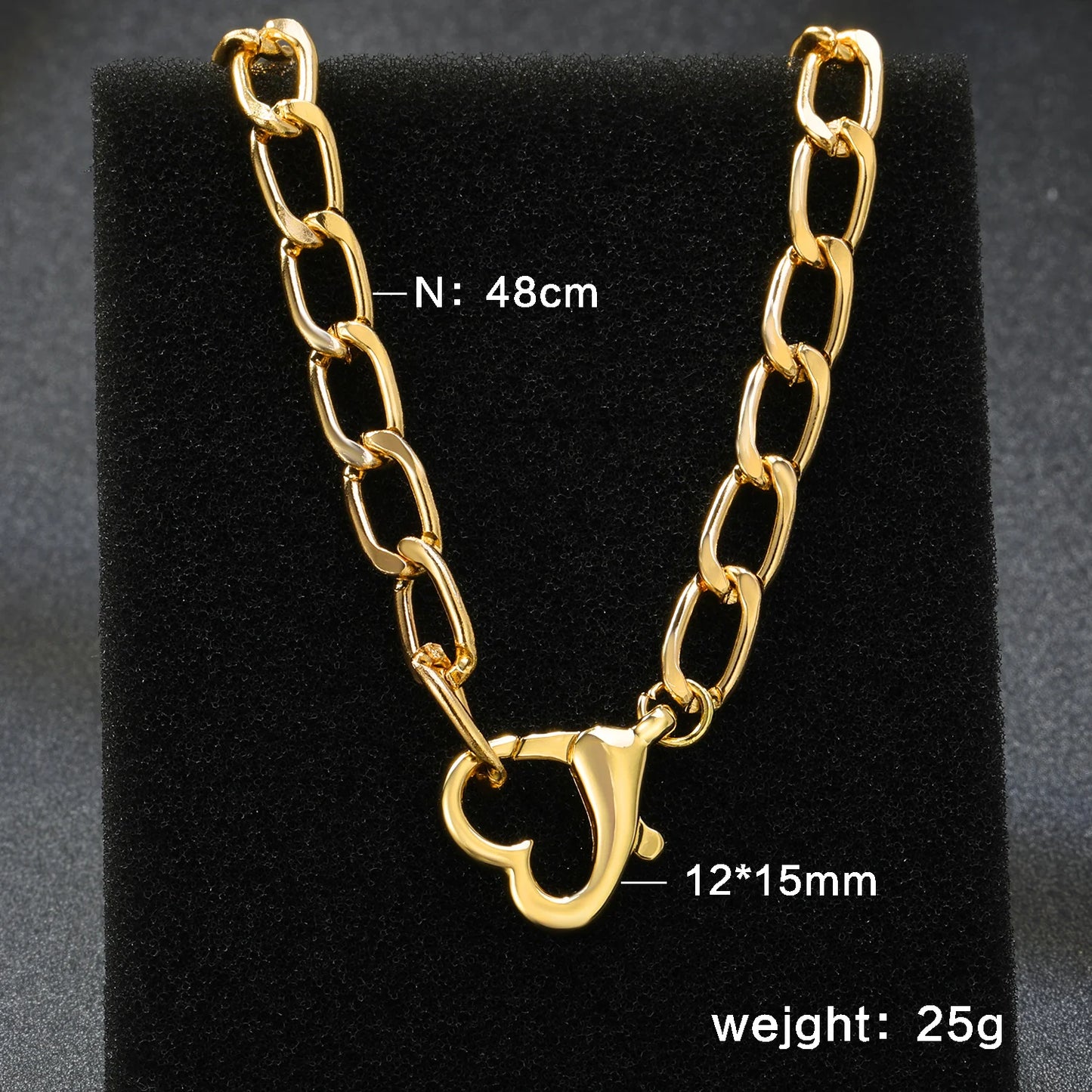 Colar de Elos Dourados Pingente Coração