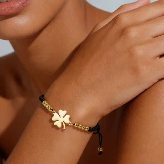 Pulseira Ajustável Aço Inoxidável Trevo
