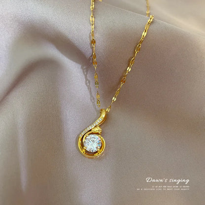 Colar Feminino de Luxo Design Brilhante Aço Titânio