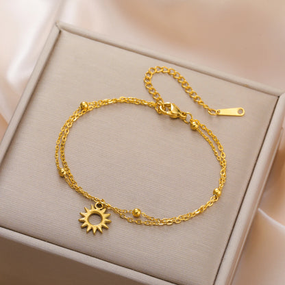 Pulseira Bracelete Com Pingente Sol Oco