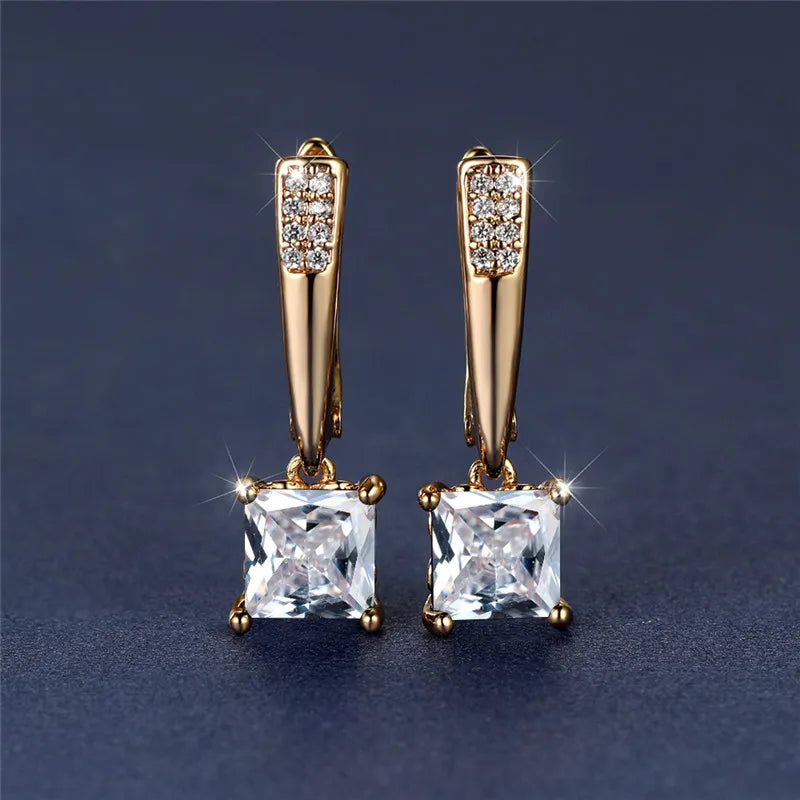 Brincos Quadrados Zircônia Cúbica