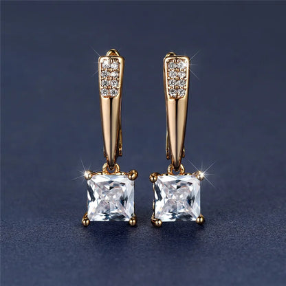 Brincos Quadrados Zircônia Cúbica