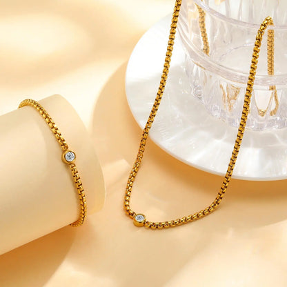 Conjunto de Joias - Colar Em Zircônia e Pulseira