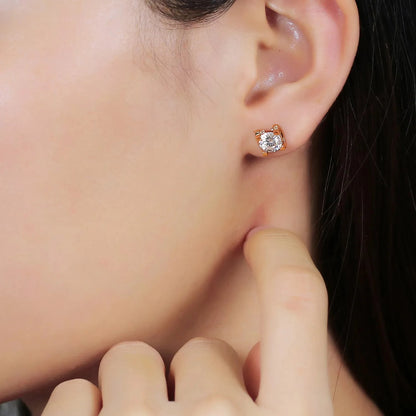 Brincos Quadrados de Zircônia Ouro 18K