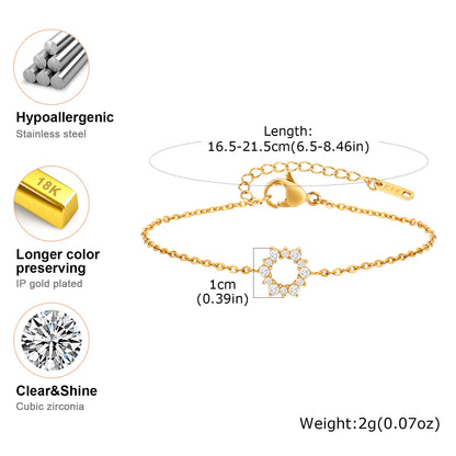 Pulseira Feminina Girassol Aço Inoxidável