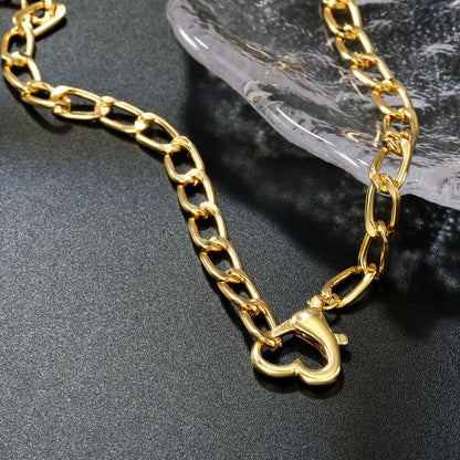 Colar de Elos Dourados Pingente Coração