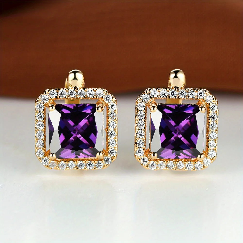 Brincos Pedra Quadrada