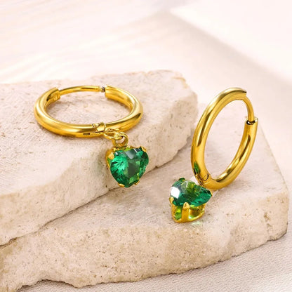 Brincos de Coração Em Zircônia Cúbica