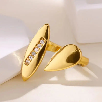 Anel Feminino Gota Aço Inoxidável Revestimento de Ouro 18K