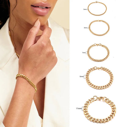 Pulseira Feminina Corrente Grossa Aço Inoxidável