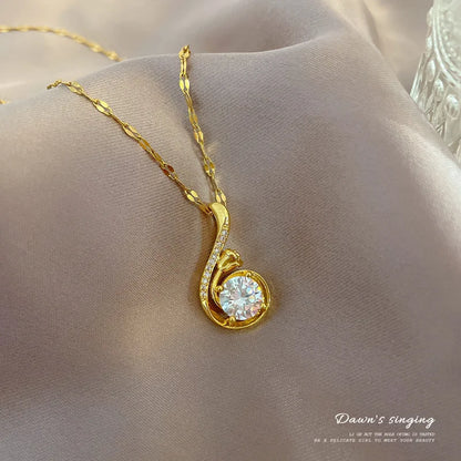 Colar Feminino de Luxo Design Brilhante Aço Titânio