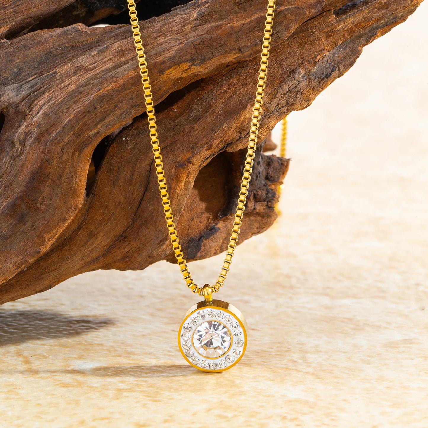 Colar Feminino Pendente Brilhante Polido Espelhado