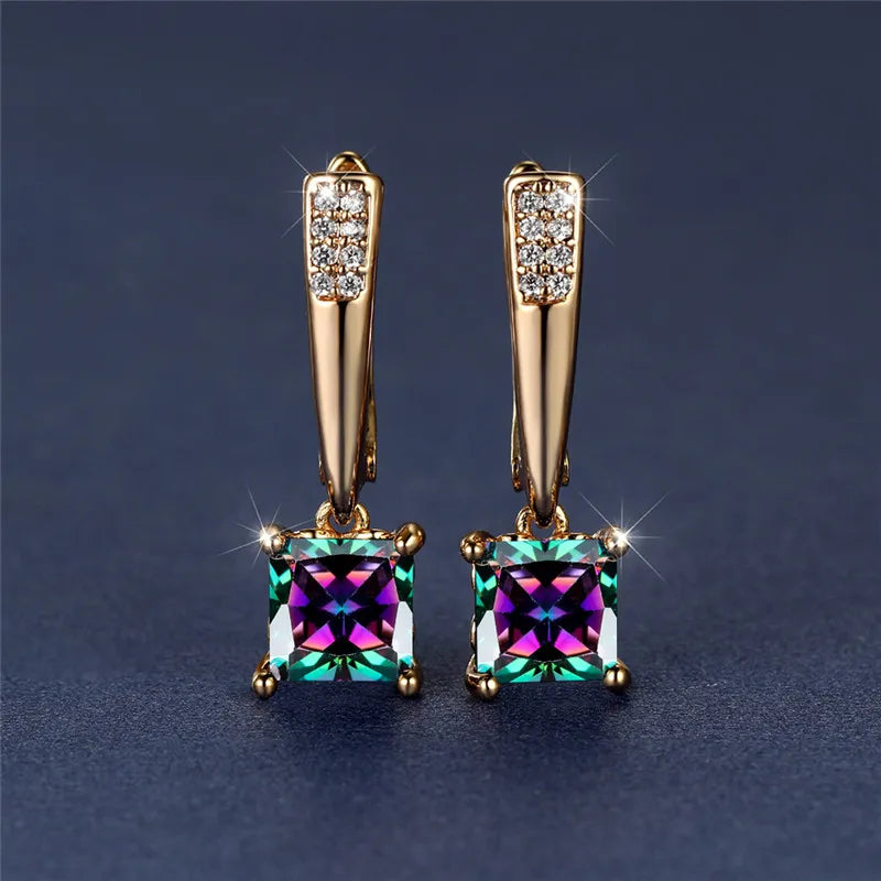 Brincos Quadrados Zircônia Cúbica