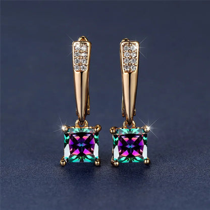 Brincos Quadrados Zircônia Cúbica