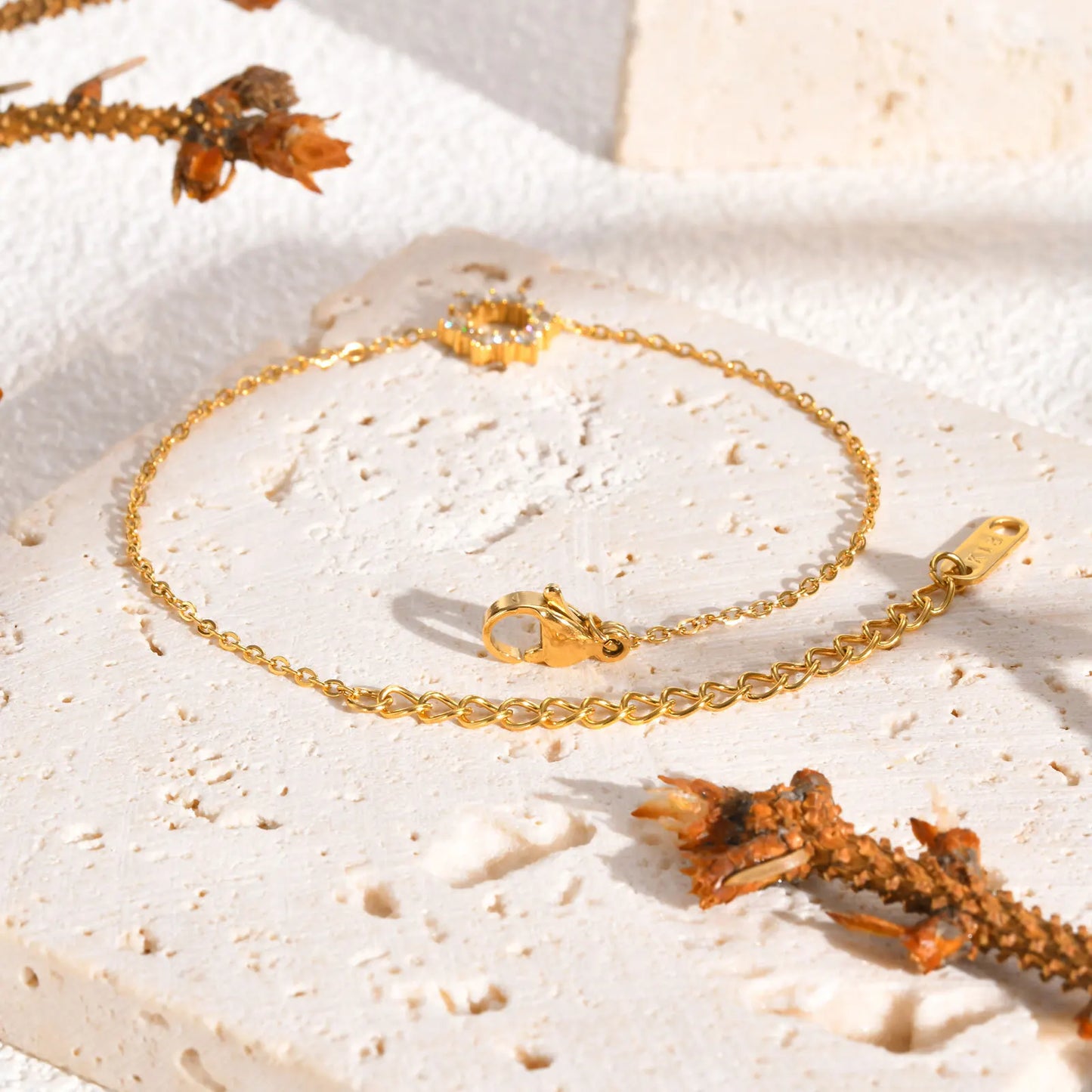 Pulseira Feminina Girassol Aço Inoxidável