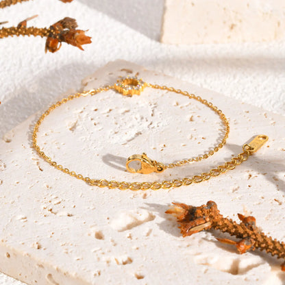 Pulseira Feminina Girassol Aço Inoxidável