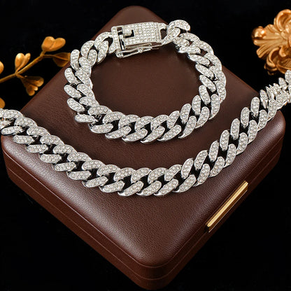 Conjunto de Joias - Corrente Cubana Feminina e Pulseira