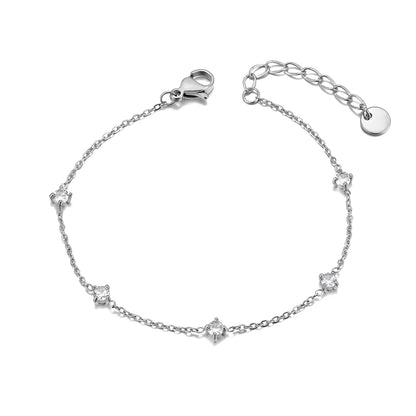 Pulseira feminina em aço inoxidável com banho de ouro 18K