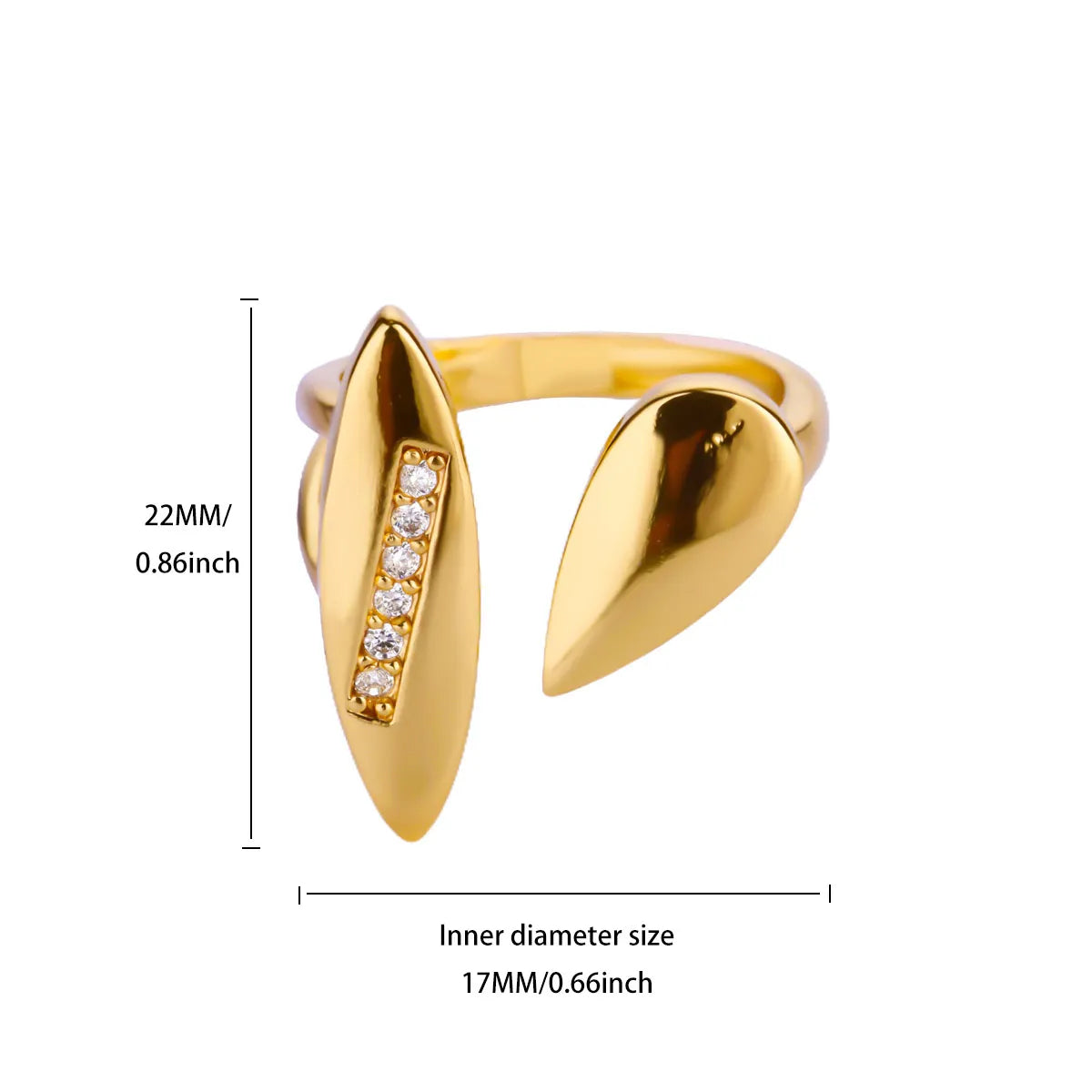 Anel Feminino Gota Aço Inoxidável Revestimento de Ouro 18K