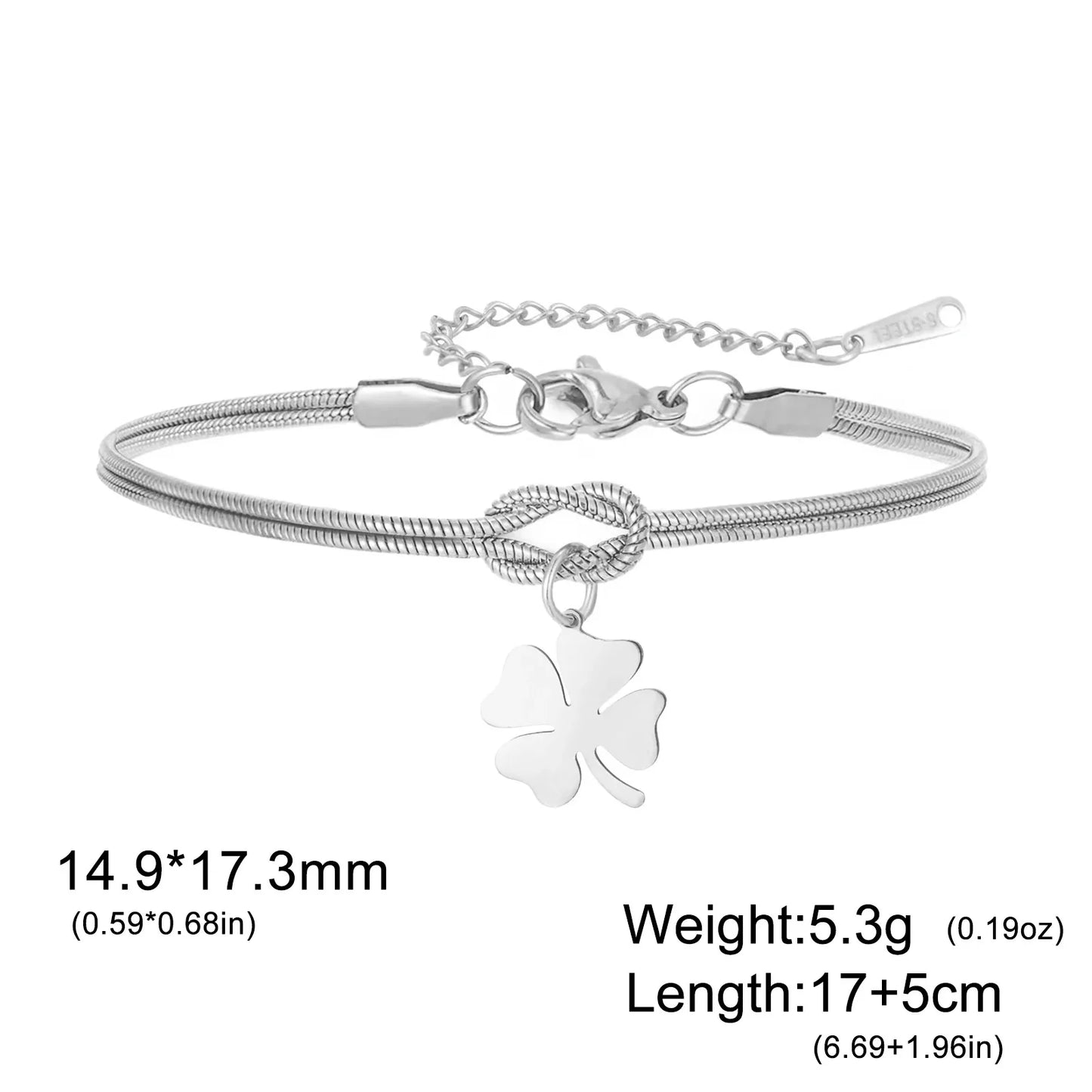 Pulseira Ajustável Aço Inoxidável Trevo