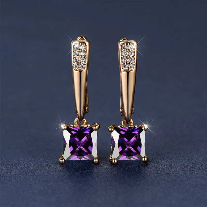 Brincos Quadrados Zircônia Cúbica