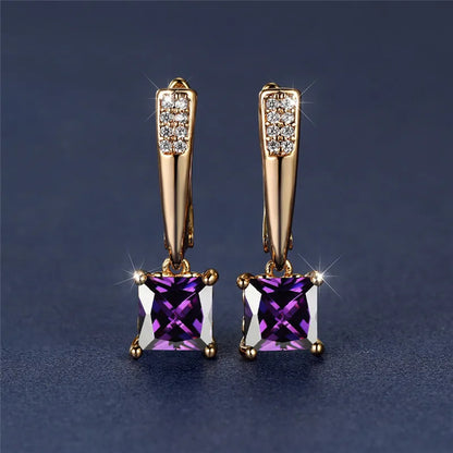 Brincos Quadrados Zircônia Cúbica