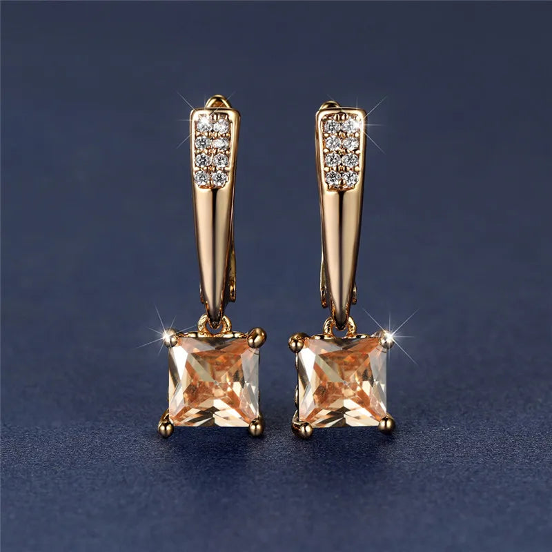 Brincos Quadrados Zircônia Cúbica