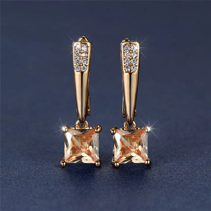 Brincos Quadrados Zircônia Cúbica