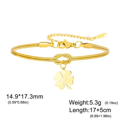 Pulseira Ajustável Aço Inoxidável Trevo