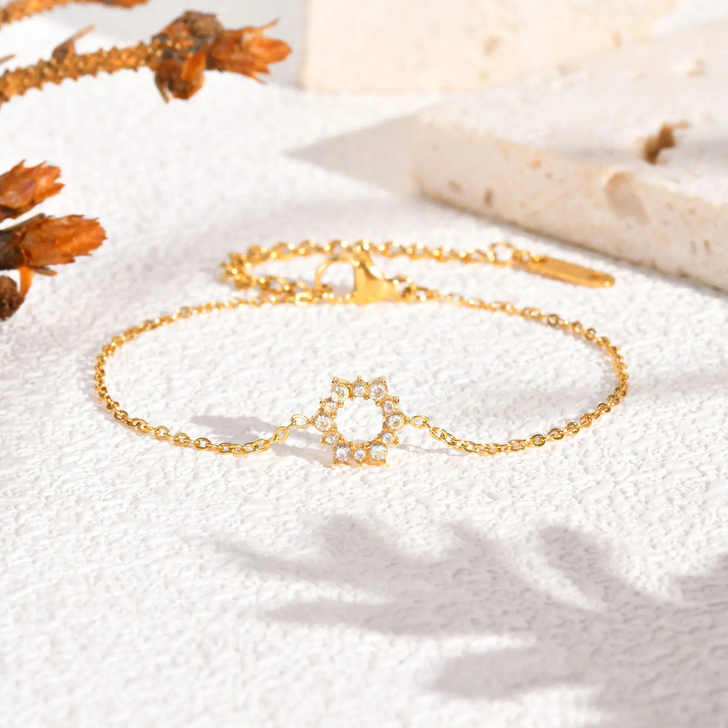 Pulseira Feminina Girassol Aço Inoxidável