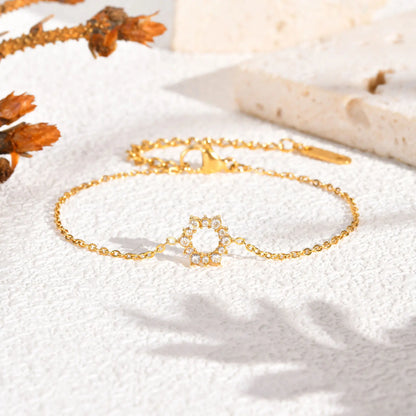 Pulseira Feminina Girassol Aço Inoxidável