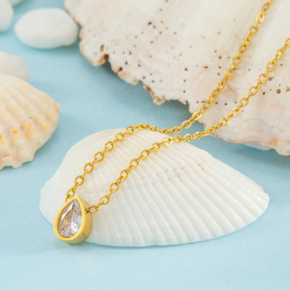 Colar Feminino Pingente Gota Brilhante