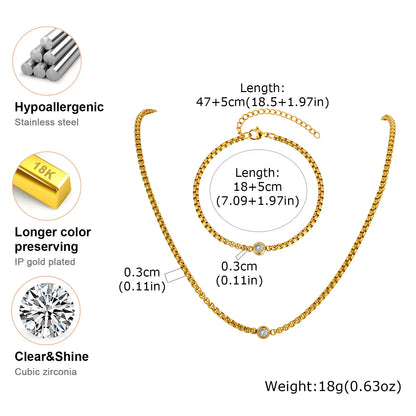 Conjunto de Joias - Colar Em Zircônia e Pulseira