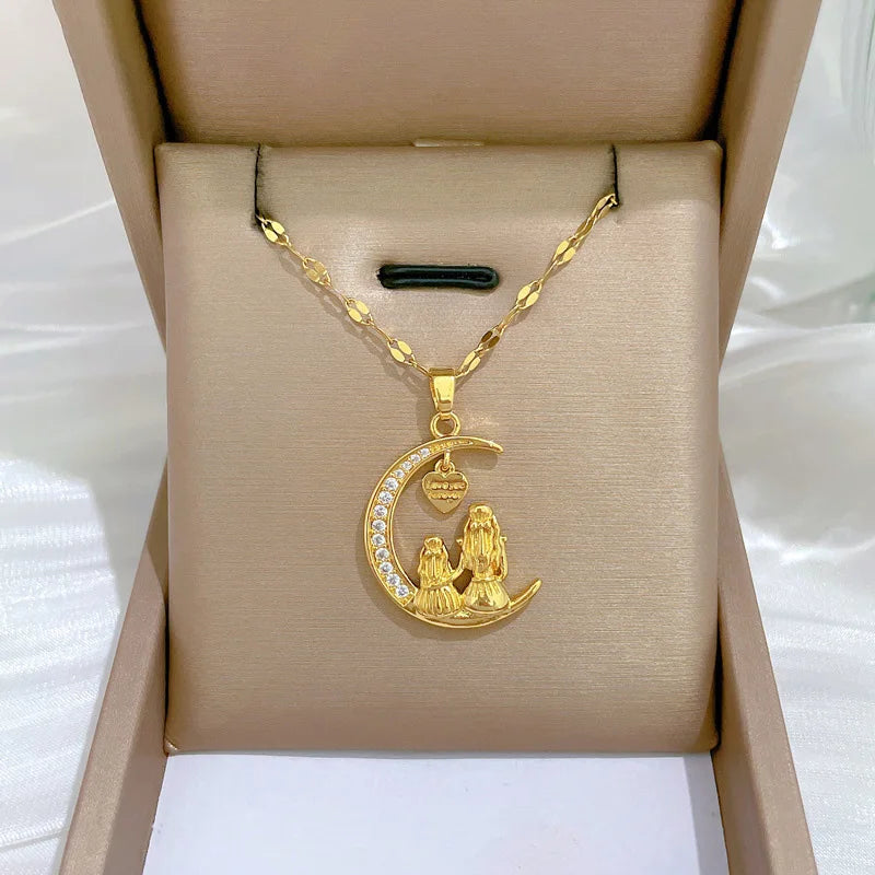 Colar Aço Titânio Coração Lunar