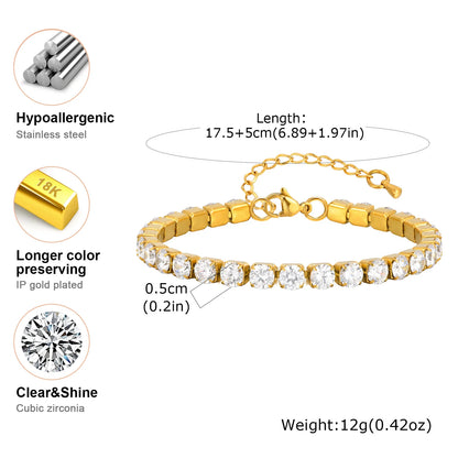 Pulseira Feminina Aço Inoxidável Com Zircônia