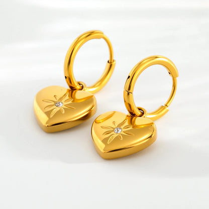 Brincos Clássicos Com Pingente de Coração 18K