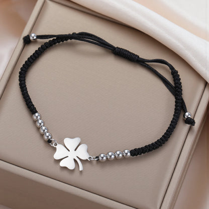 Pulseira Ajustável Aço Inoxidável Trevo