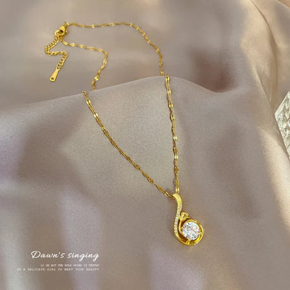 Colar Feminino de Luxo Design Brilhante Aço Titânio