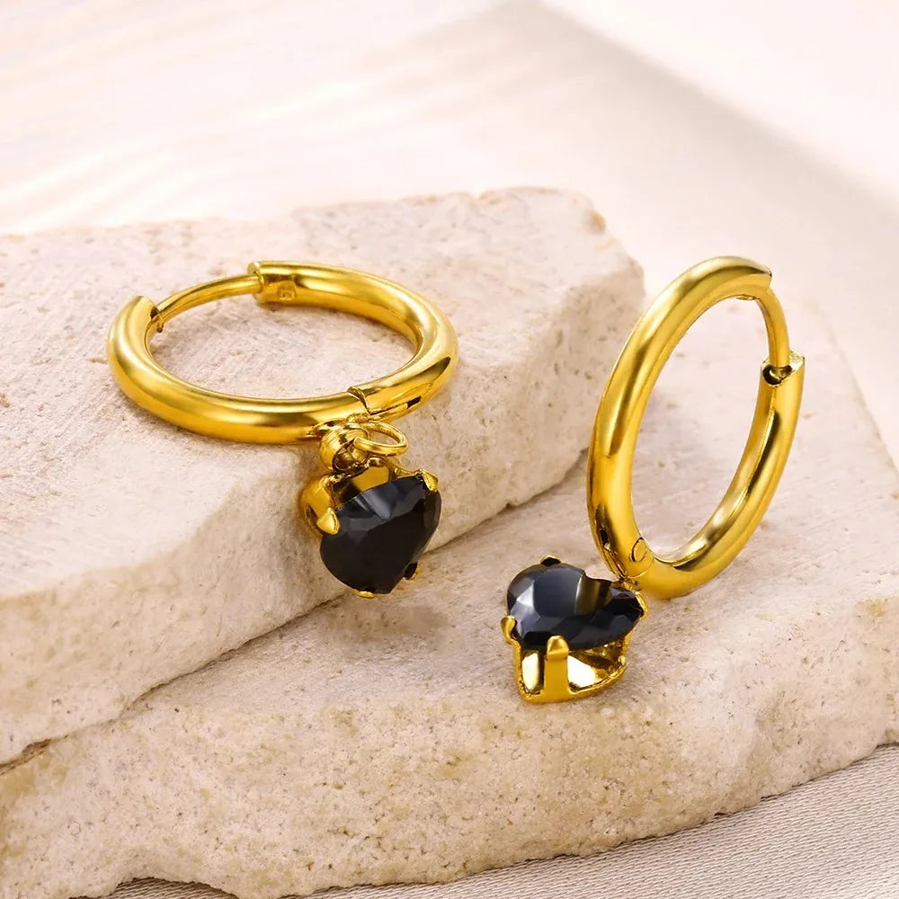 Brincos de Coração Em Zircônia Cúbica