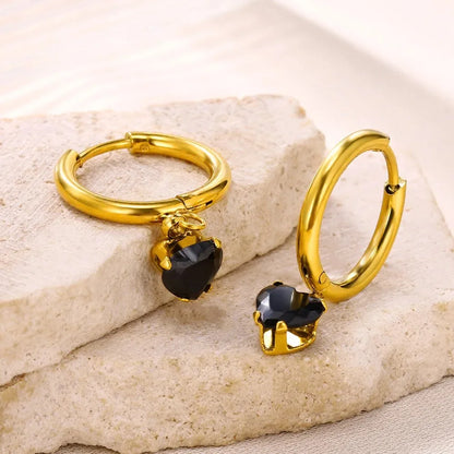 Brincos de Coração Em Zircônia Cúbica