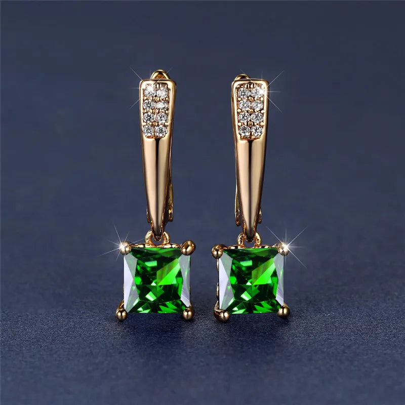 Brincos Quadrados Zircônia Cúbica