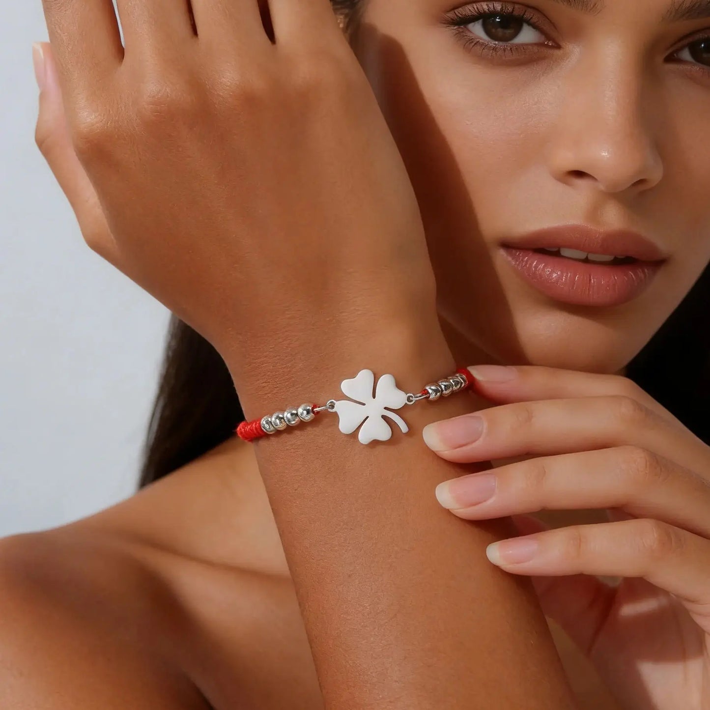 Pulseira Ajustável Aço Inoxidável Trevo